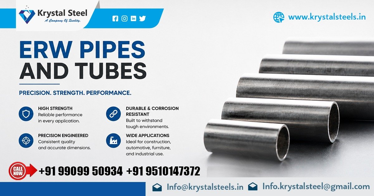 Industrial ERW Pipes and Tubes Supplier In Surat | Krystal Steel