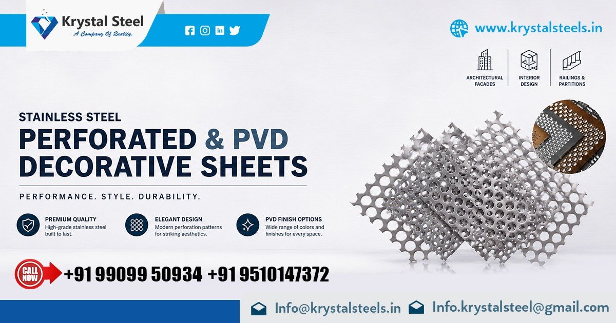 SS Perforated and PVD Decorative Sheets Manufacturer In Gujarat | Krystal Steel