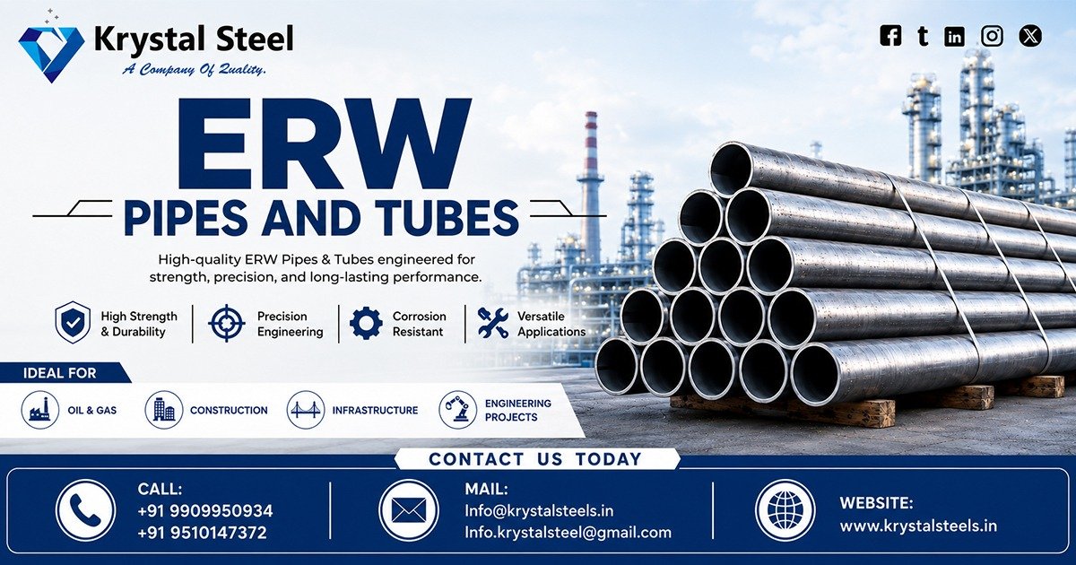 ERW Pipes and Tubes Manufacturer In Gujarat | Krystal Steel